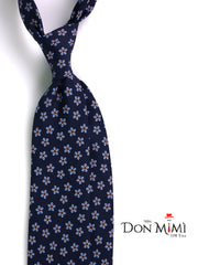 Cravatta 3 Pieghe TWINORIS blu scuro seta stampata inglese