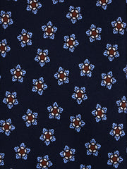 Cravatta 3 Pieghe TWINORIS blu scuro seta stampata inglese