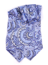 Ascot doppia punta celeste in seta stampata WAVE