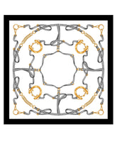 White scarf 90x90cm in REINS printed silk