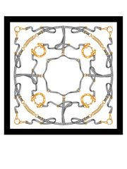 Foulard bianco 90x90cm in seta stampata REINS