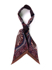 Foulard Twilly double face marrone in lana stampata WOOLLY