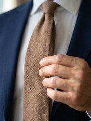 Cravatta 3 pieghe sfoderata FARMA 100% seta shantung marrone chiaro