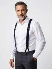 Bretella a Y in elastico con lacci in tessuto e clip ELASTIC blu scuro