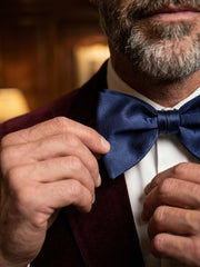 Papillon blu marine modello GOCCIA già annodato in seta raso AMANTEA