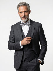 Papillon medio a punta già annodato Grigio AMANTEA in seta raso