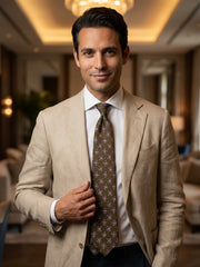 Cravatta 3 pieghe CLAY garzetta di seta verde oliva