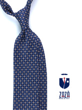 Cravatta blu 3 Pieghe BEATRYCE in seta stampata