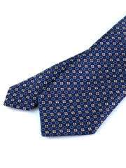 Cravatta blu 3 Pieghe BEATRYCE in seta stampata