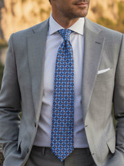 Cravatta celeste 3 Pieghe BEATRYCE in seta stampata