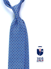 Cravatta celeste 3 Pieghe BEATRYCE in seta stampata