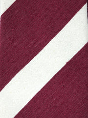 Cravatta 3 pieghe sfoderata bordeaux/beige in seta bourette LAVINIA - PARTICOLARE