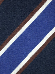 Cravatta 3 pieghe sfoderata blu scuro in seta bourette LORETTA - PARTICOLARE