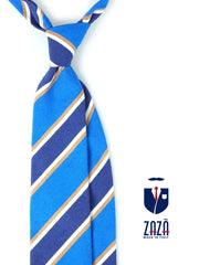 Cravatta 3 pieghe turchese LORETTA in seta bourette