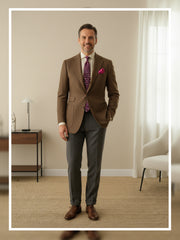 Cravatta vinaccia 3 Pieghe FENICOTTERO in seta stampata