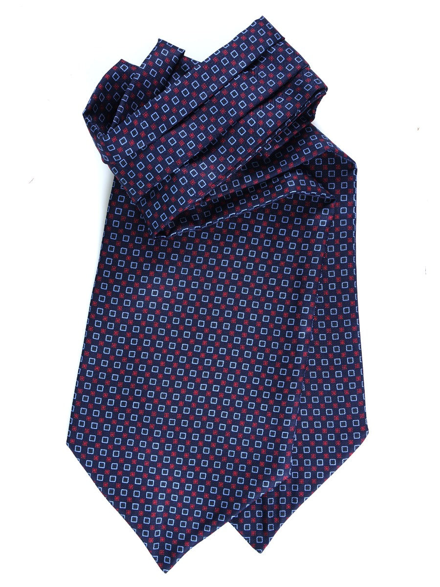 Ascot men's English silk hand printed dark blue red CRESTO – Dm