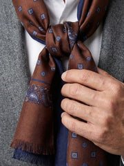 Sciarpa doppiata in seta\lana stampata SPORTY marrone