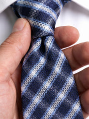 Cravatta 3 pieghe PRISMATO seta jacquard blu sky