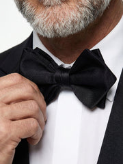 Papillon alto nero a punta già annodato AMANTEA in seta raso