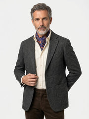 Ascot doppia punta blu in seta stampata VOLPE