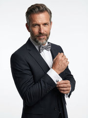 Gemelli da polso in pura seta raso GRIGIO