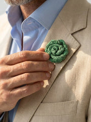 Piccolo fiore all'occhiello RUBINO Garza di seta Verde Chiaro