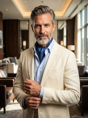 Ascot uomo in pura seta VADENA Blu/Bianco