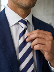 Cravatta 3 pieghe GOLDBERG in seta jacquard blu