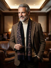 Sciarpa doppiata in seta\lana stampata PRICE nero