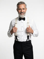 Bretella a Y in elastico bianco con lacci in tessuto e clip ELASTIC