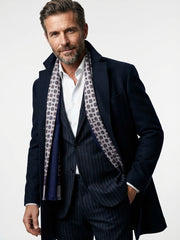 Sciarpa doppiata in seta\lana stampata MIMOSA grigio