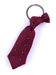 Bordeaux pure silk luxury tie keychain with steel ring