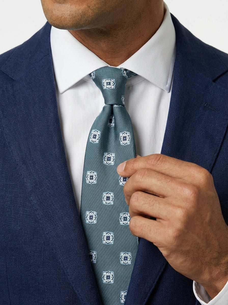 Cravatta 3 pieghe CASE in seta jacquard Verde