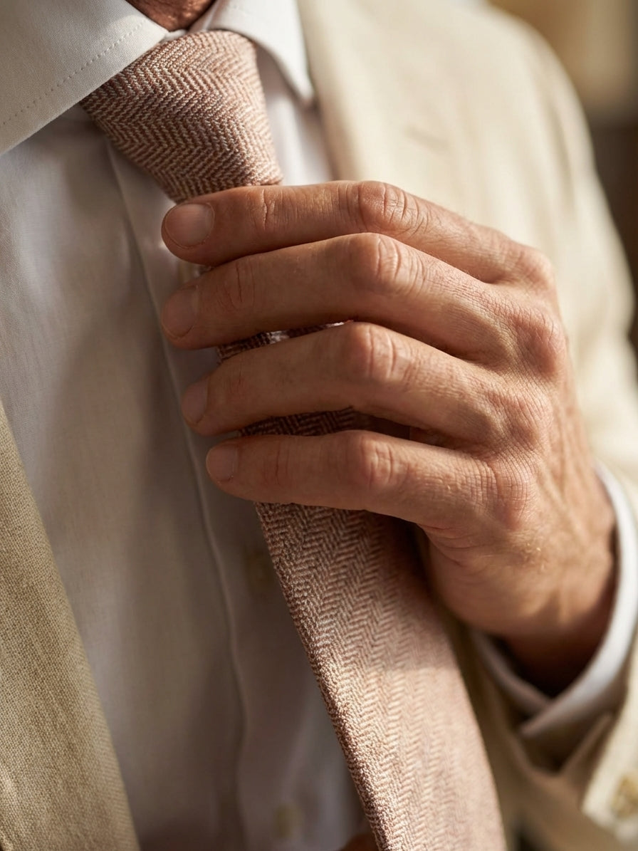 Cravatta 3 Pieghe beige MIELE seta jacquard