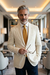 Cravatta 3 Pieghe oro AURA seta tessuto