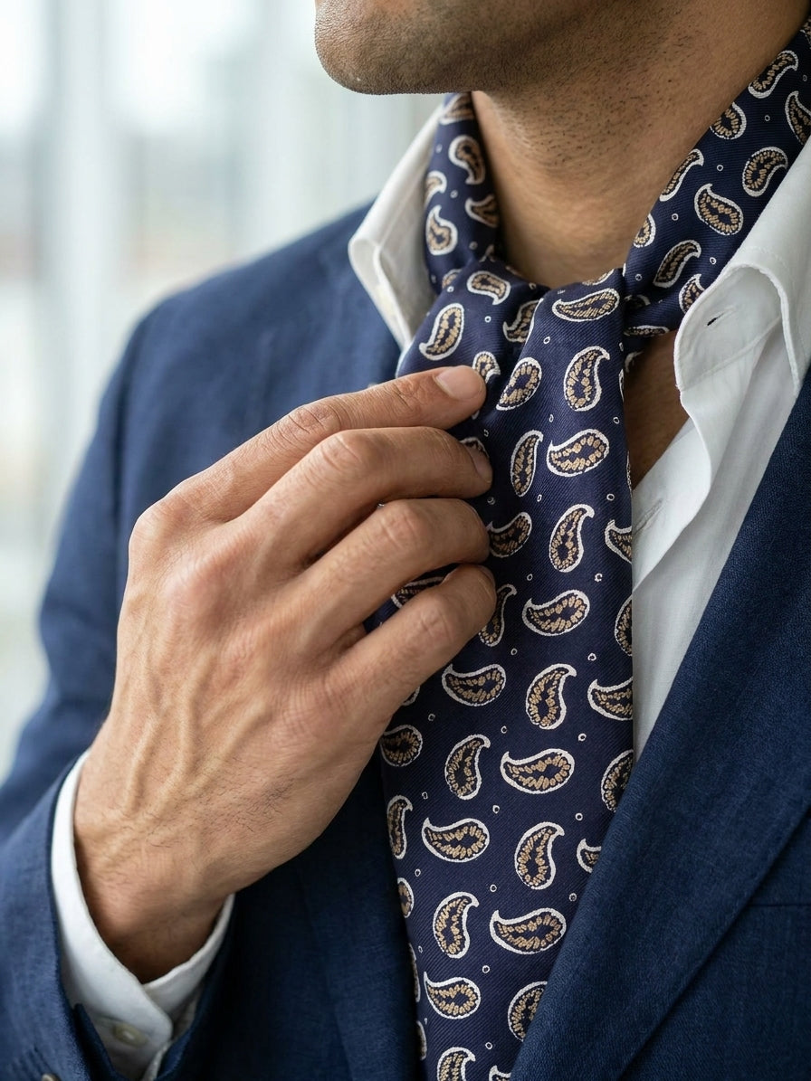 Twilly blu scuro in seta stampata inglese FRANGY
