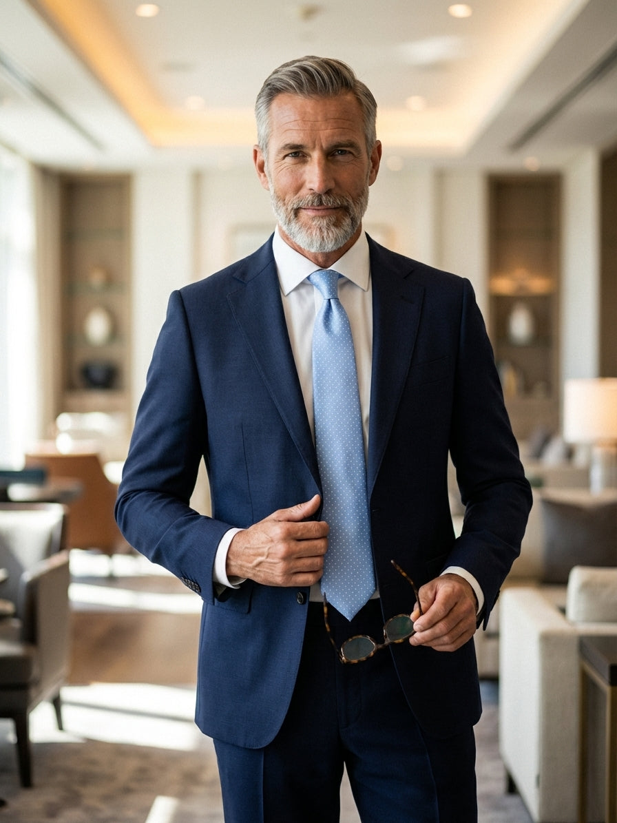 Cravatta 3 Pieghe celeste SKY seta tessuto