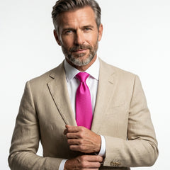 Cravatta 3 Pieghe DACCA in seta inglese stampata Fucsia