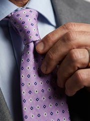 Cravatta 3 pieghe SIGNORIA seta inglese stampata lilla