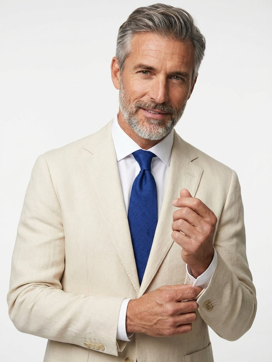 Cravatta 3 pieghe bluette FARMA in pura seta shantung