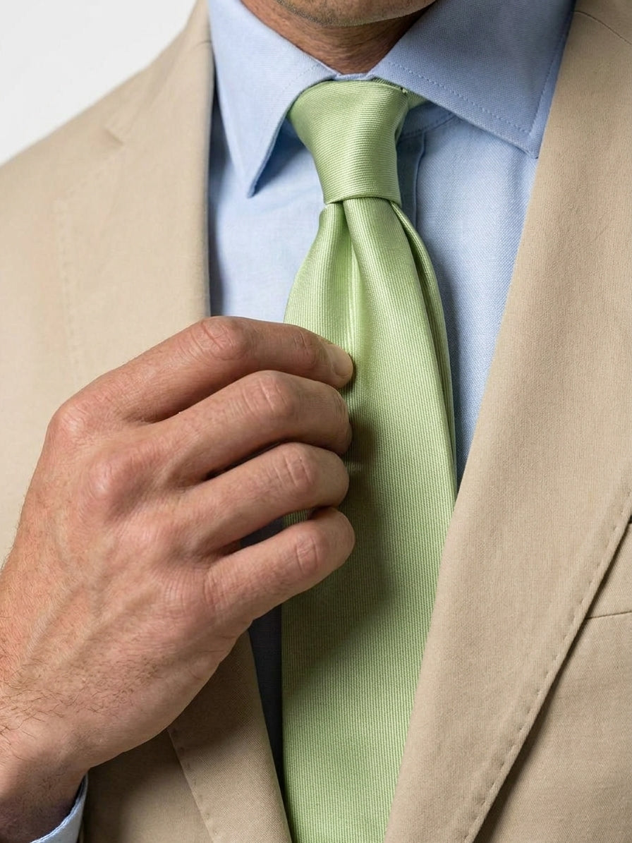 Cravatta 3 pieghe verde in seta jacquard SAGLIETTA