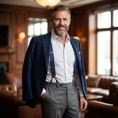 Bretella a Y in 100% seta inglese con lacci e clip DACCA Blu