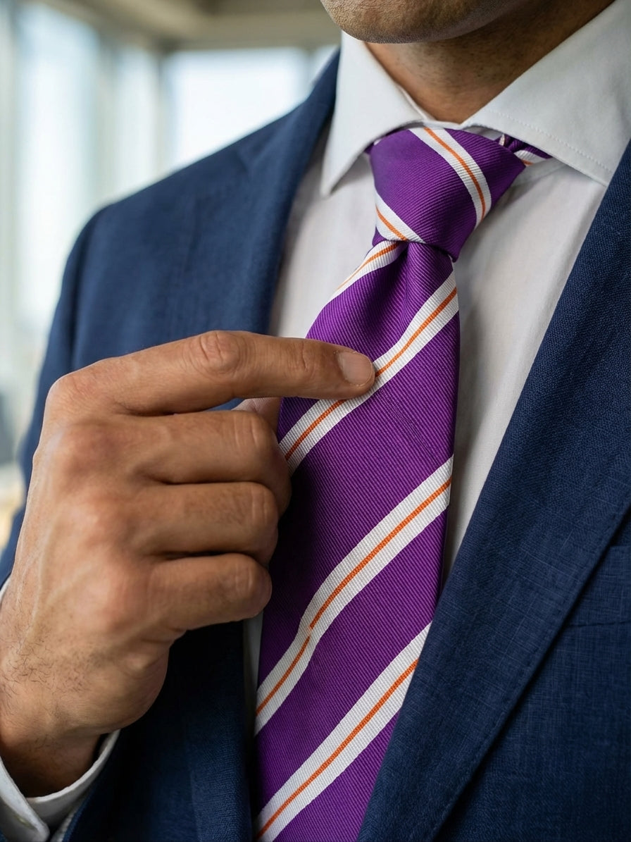 Cravatta 3 pieghe CIRCUS seta jacquard viola