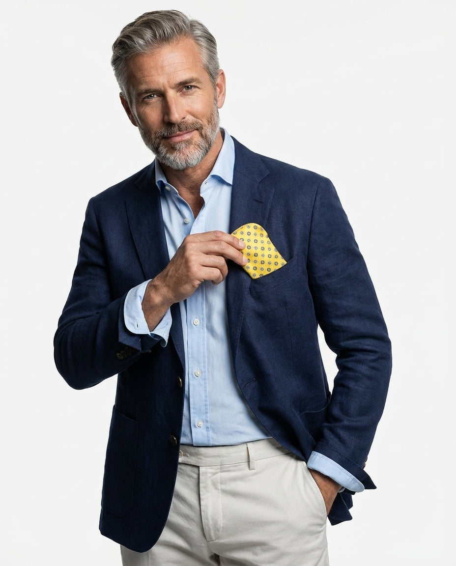 Portaocchiali giallo MARINA in seta stampata inglese