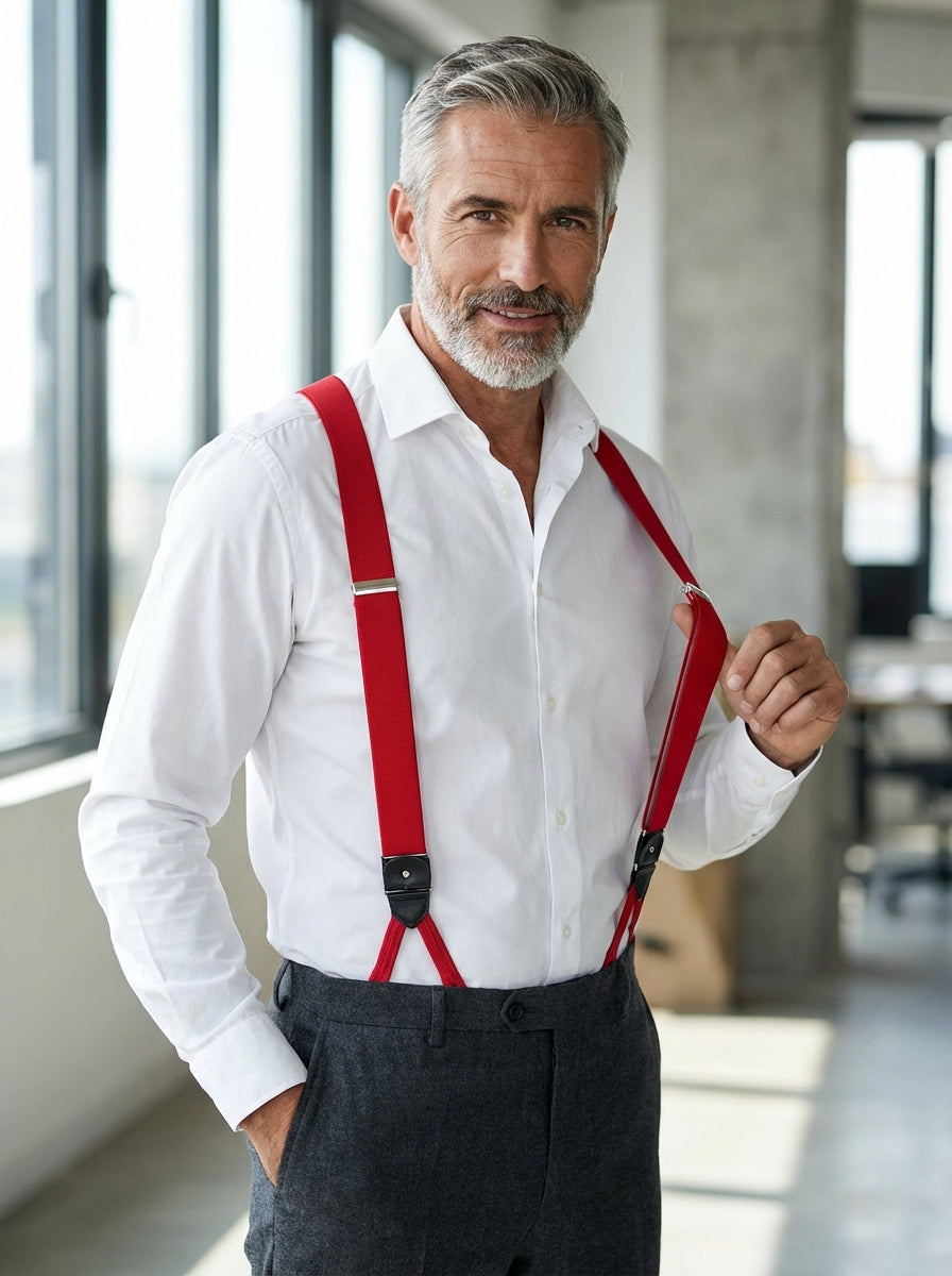 Bretella a Y in elastico con lacci e clip ELASTIC Rossa