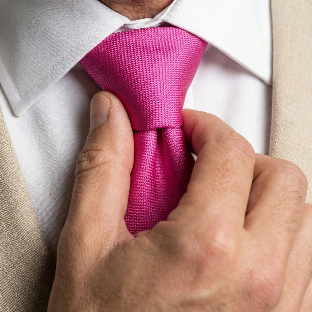 Cravatta 3 Pieghe DACCA in seta inglese stampata Fucsia