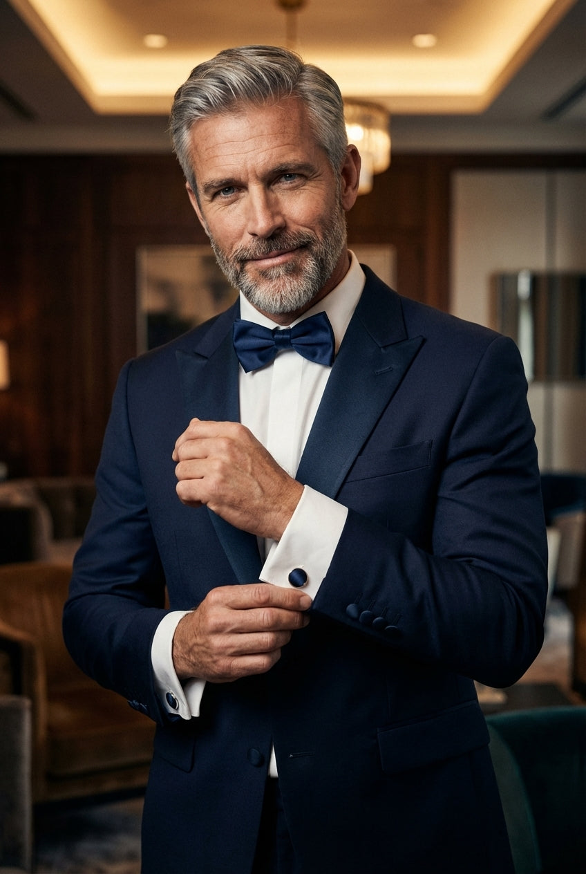 Gemelli da polso in pura seta raso BLU SCURO