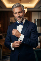 Gemelli da polso in pura seta raso BLU SCURO