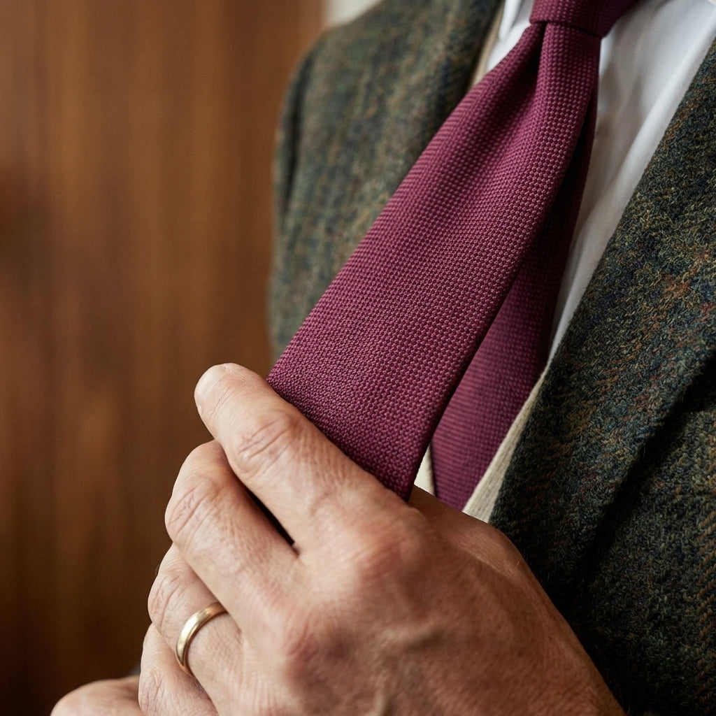 Cravatta Bordeaux 3 Pieghe DACCA in seta inglese stampata