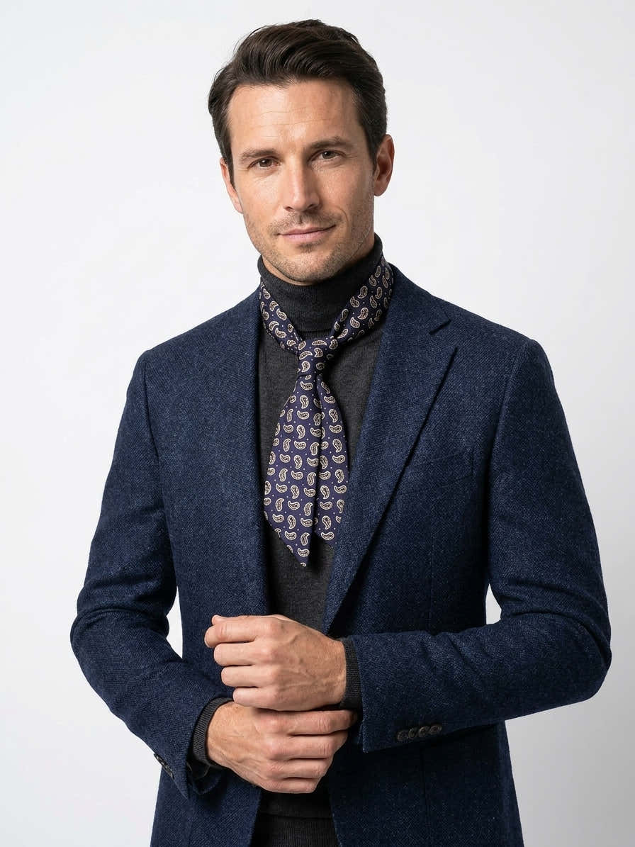Twilly blu scuro in seta stampata inglese FRANGY